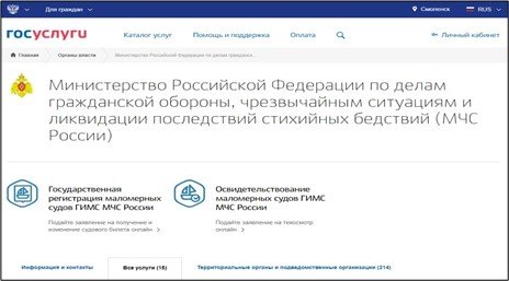 Информация ГИМС о предоставлении государственных услуг в электронном виде.